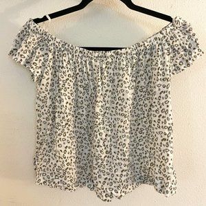Cloth & Stone Off Shoulder Leopard Top